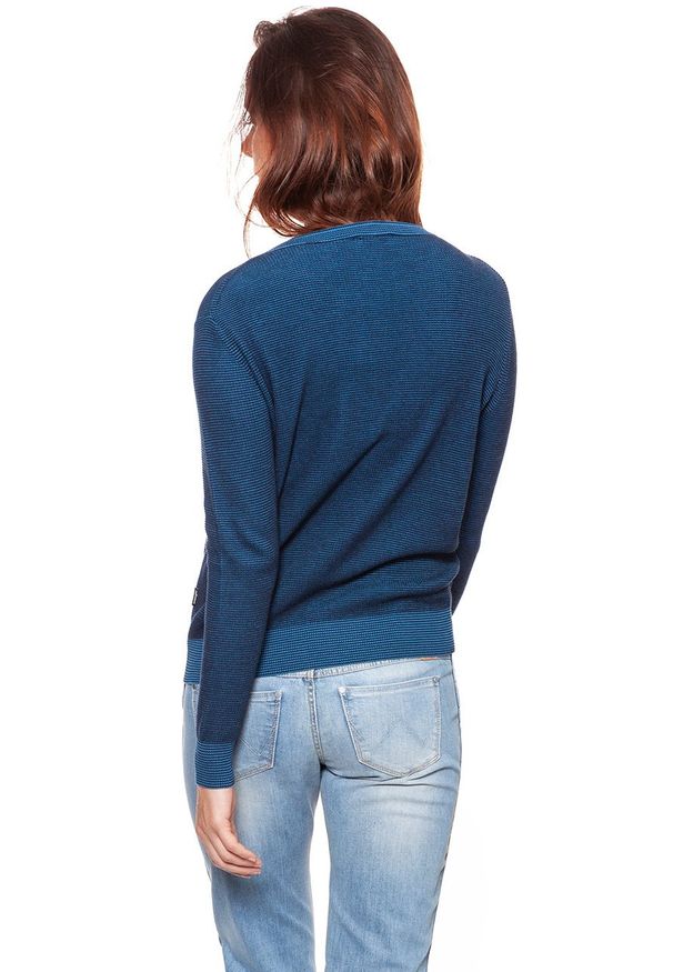 Wrangler - DAMSKI SWETER WRANGLER TWO TONE KNIT NAVY W81081P35 112132225. Materiał: dzianina, bawełna