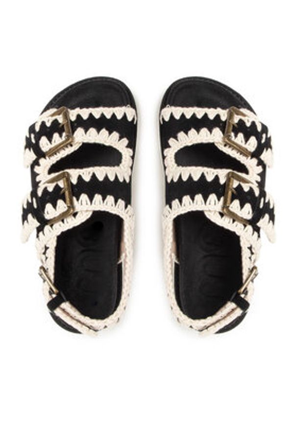 Mou Sandały New Bio # 02-With Buckles SW461003A Czarny. Kolor: czarny. Materiał: zamsz, skóra