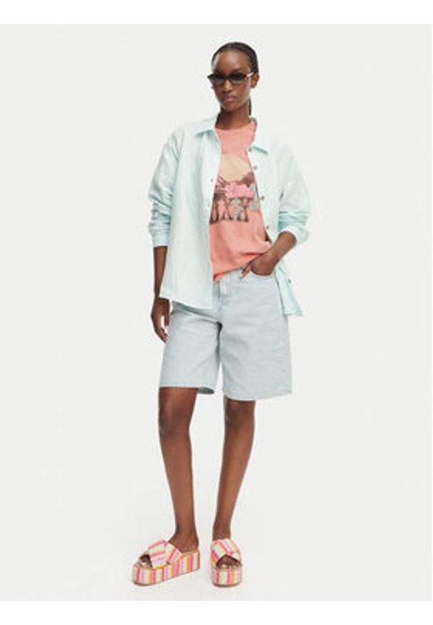 Roxy Koszula Morning Shine Stripe ERJWT03747 Niebieski jasny Loose Fit. Kolor: niebieski. Materiał: bawełna
