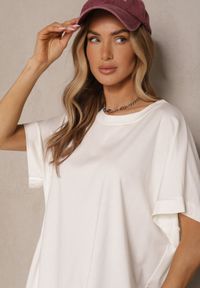 Renee - Biały T-shirt z Wiskozą o Fasonie Nietoperza Tanalitha. Okazja: na co dzień. Kolor: biały. Materiał: wiskoza. Styl: casual #4