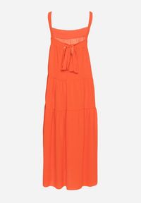 Born2be - Pomarańczowa Sukienka o Rozkloszowanym Kroju z Wiązaniem z Tyłu Savinelle. Okazja: na co dzień, na imprezę. Kolor: pomarańczowy. Styl: elegancki, casual #6