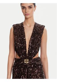 Elisabetta Franchi Sukienka wieczorowa ABR4852E2 644 Brązowy Regular Fit. Kolor: brązowy. Materiał: syntetyk. Styl: wizytowy