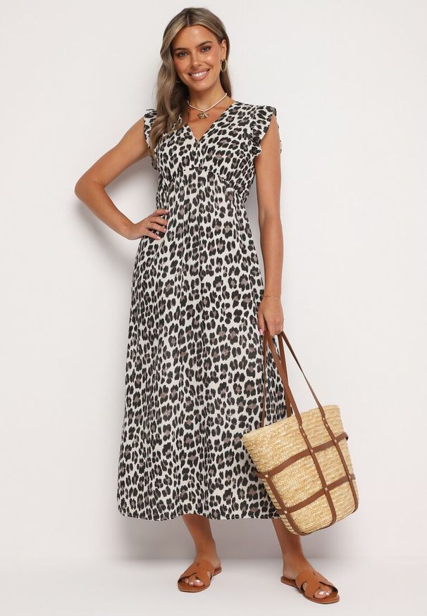 Born2be - Brązowa Bawełniana Sukienka Boho Wiązana z Tyłu Brynivia. Okazja: na spacer, na co dzień. Kolor: brązowy. Materiał: bawełna. Długość rękawa: krótki rękaw. Typ sukienki: proste. Styl: boho