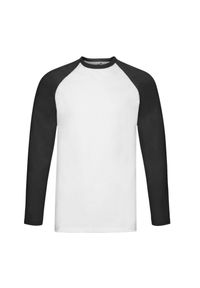 FRUIT OF THE LOOM - Męska Koszulka Baseballowa Z Długim Rękawem Valueweight. Kolor: biały, wielokolorowy, czarny. Długość rękawa: długi rękaw. Długość: długie