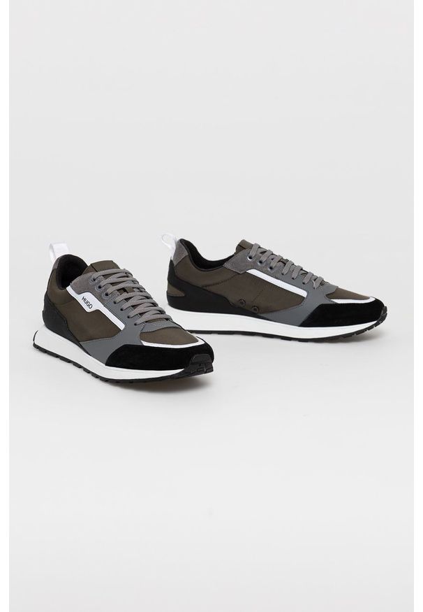 Hugo - HUGO - Buty 50451740. Nosek buta: okrągły. Zapięcie: sznurówki. Kolor: zielony. Obcas: na obcasie. Wysokość obcasa: niski