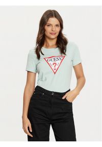Guess T-Shirt W1YI1B I3Z14 Zielony Slim Fit. Kolor: zielony. Materiał: bawełna #1