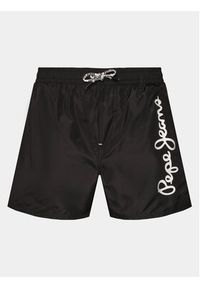 Pepe Jeans Szorty kąpielowe Logo Swimshort PMB10393 Czarny Regular Fit. Kolor: czarny. Materiał: syntetyk