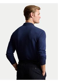 Polo Ralph Lauren Sweter 710922252003 Granatowy Custom Slim Fit. Typ kołnierza: polo. Kolor: niebieski. Materiał: bawełna #4