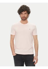 Tommy Jeans T-Shirt DM0DM20363 Różowy Slim Fit. Kolor: różowy. Materiał: bawełna