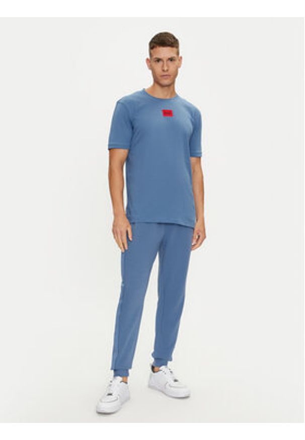 Hugo T-Shirt Diragolino212 50447978 Niebieski Regular Fit. Kolor: niebieski. Materiał: bawełna