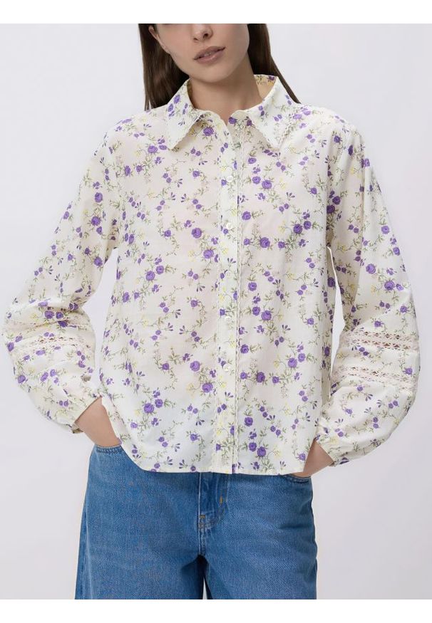 Reserved - Koszula w kwiatki - wielobarwny. Materiał: bawełna. Wzór: kwiaty