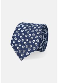 Lancerto - Krawat Granatowy w Kwiaty. Kolor: niebieski. Materiał: poliester. Wzór: kwiaty #1