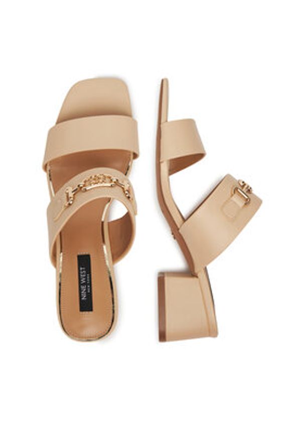 Nine West Klapki 2560-01 Beżowy. Kolor: beżowy. Materiał: materiał