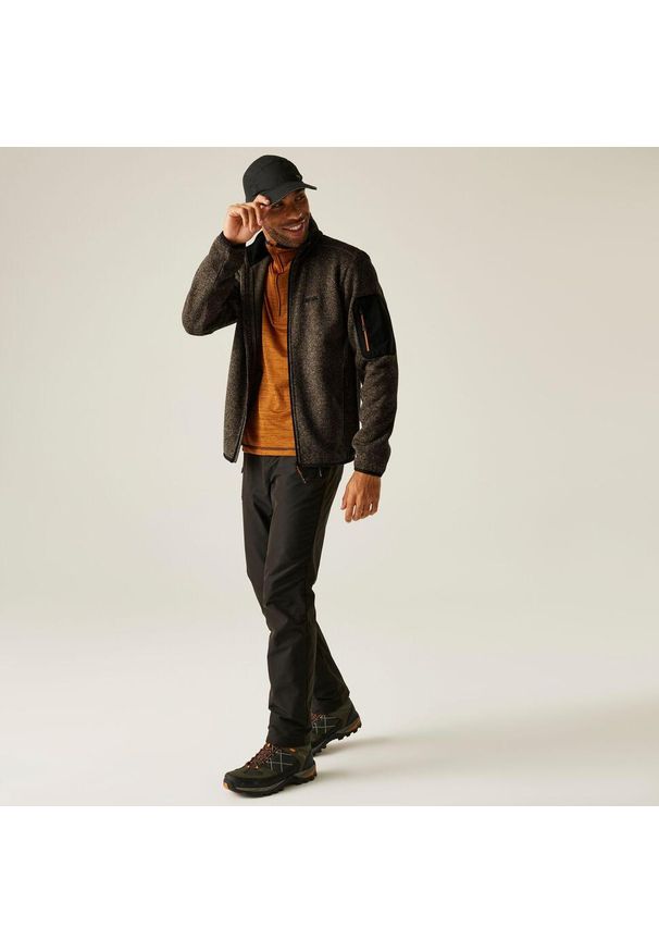 Regatta - Polar męski rozsuwany Newhill. Kolor: zielony. Materiał: polar. Wzór: melanż. Sport: turystyka piesza