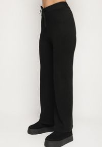 Born2be - Czarny Dzianinowy Komplet z Wełną Kamizelka Długi Kardigan i Spodnie Otizela. Kolekcja: plus size. Kolor: czarny. Materiał: dzianina, wełna