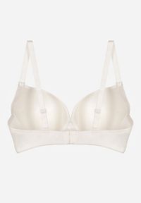 Born2be - Jasnobeżowy Gładki Biustonosz Zdobiony Kokardką Ocerien. Kolor: beżowy. Materiał: koronka. Wzór: aplikacja, gładki #5