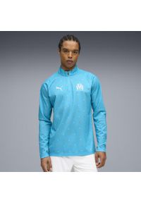 Puma - Męska bluza przedmeczowa z zamkiem 1/4 Olympique Marsylia PUMA. Kolor: niebieski. Sport: piłka nożna