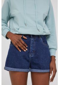 Answear Lab szorty jeansowe damskie kolor granatowy gładkie high waist. Stan: podwyższony. Kolor: niebieski. Materiał: jeans. Wzór: gładki. Styl: wakacyjny