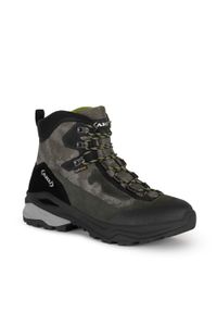 Buty sportowe trekkingowe męskie Aku Adapta Gore-tex wytrzymałe. Kolor: wielokolorowy, czarny, zielony. Materiał: materiał, skóra. Szerokość cholewki: normalna. Technologia: Gore-Tex