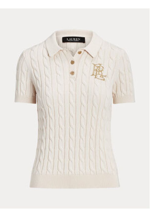 Lauren Ralph Lauren - LAUREN RALPH LAUREN Polo 200932224001 Écru Slim Fit. Typ kołnierza: polo. Materiał: bawełna