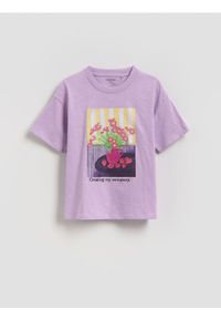 Reserved - T-shirt z aplikacją - lawendowy. Kolor: fioletowy. Materiał: bawełna. Wzór: aplikacja #1