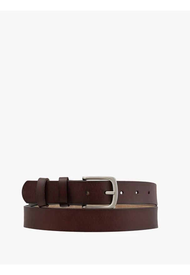 Ryłko - Ciemnobrązowy pasek męski ze skóry licowej. Kolor: brązowy. Materiał: skóra. Styl: klasyczny, street, casual, elegancki