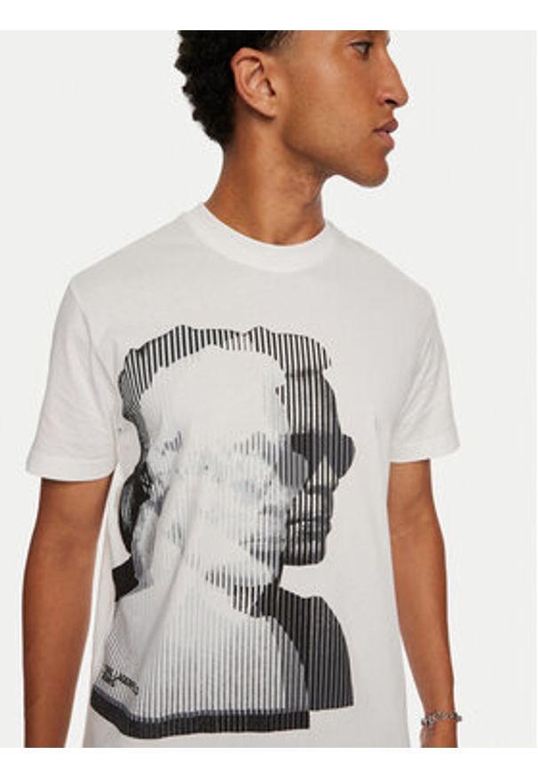 Karl Lagerfeld Jeans T-Shirt 246D1705 Biały Regular Fit. Kolor: biały. Materiał: bawełna