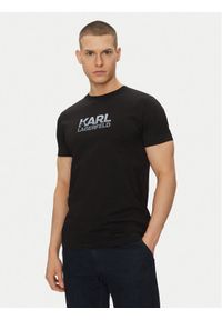 Karl Lagerfeld - KARL LAGERFELD T-Shirt 755064 552241 Czarny Regular Fit. Typ kołnierza: dekolt w karo. Kolor: czarny. Materiał: bawełna