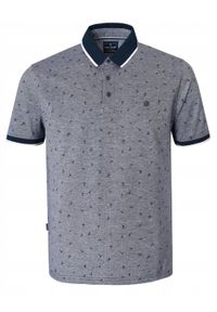 Bawełniana, Męska Koszulka Polo - Pako Jeans - Granatowy Melanż. Okazja: na co dzień. Typ kołnierza: polo. Kolor: niebieski. Materiał: bawełna. Wzór: melanż. Styl: casual #1