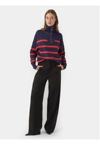 Vero Moda Sweter Vmsaba Stripe Ls Highneck Blouse Ga Noos 10269246 Granatowy Regular Fit. Kolor: niebieski. Materiał: wiskoza