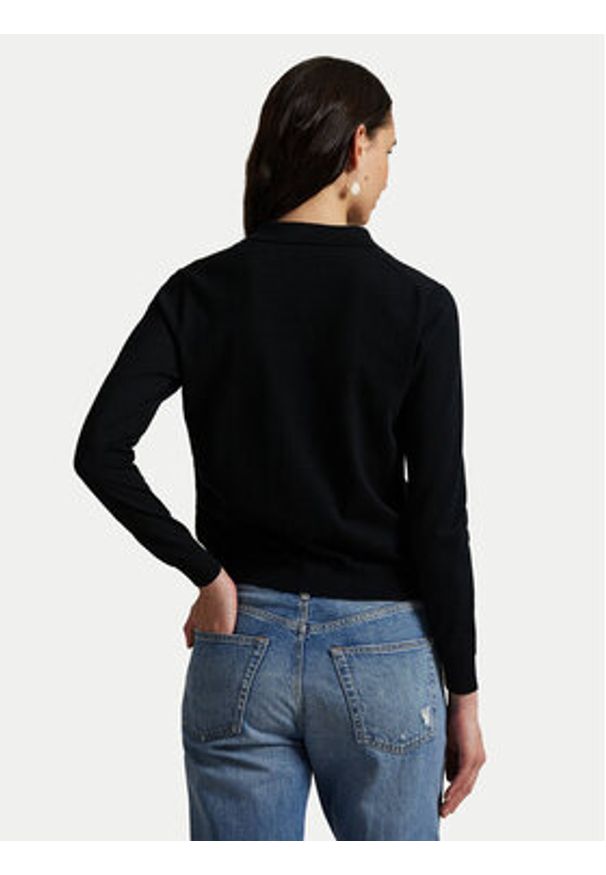 Polo Ralph Lauren Kardigan 211972110001 Czarny Slim Fit. Typ kołnierza: polo. Kolor: czarny. Materiał: bawełna