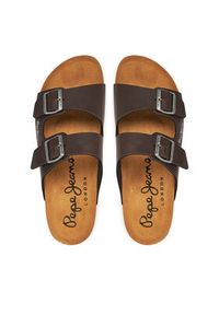 Pepe Jeans Klapki PMS90108 Brązowy. Kolor: brązowy. Materiał: skóra #3