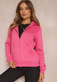 Renee - Fuksjowa Bluza z Kapturem Zapinana na Suwak Edan. Okazja: na co dzień. Typ kołnierza: kaptur. Kolor: różowy. Materiał: jeans. Długość rękawa: długi rękaw. Długość: długie. Styl: sportowy, klasyczny, elegancki, casual #6