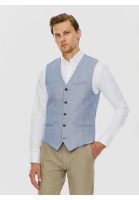 Pako Lorente - PAKO LORENTE – Męska niebieska kamizelka w kratkę. Kolor: niebieski. Wzór: kratka #1