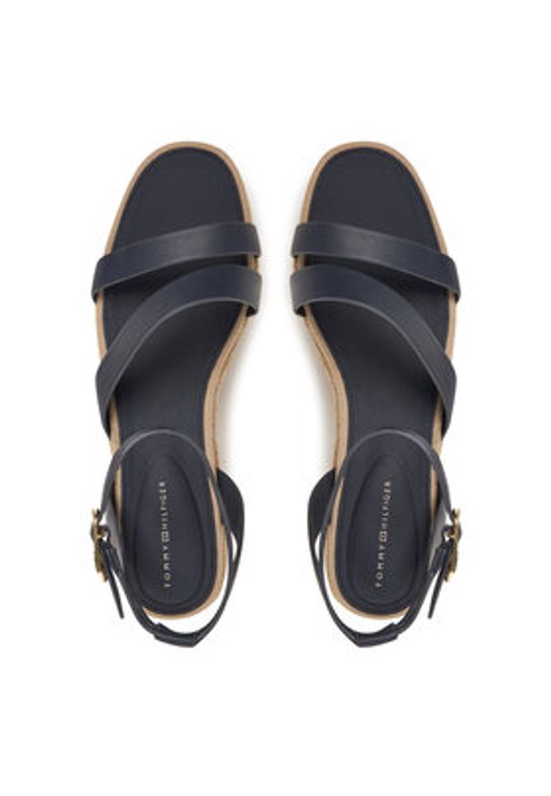 TOMMY HILFIGER - Tommy Hilfiger Espadryle Ankle Strap Leather Platform FW0FW08497 Granatowy. Kolor: niebieski. Materiał: skóra. Obcas: na platformie