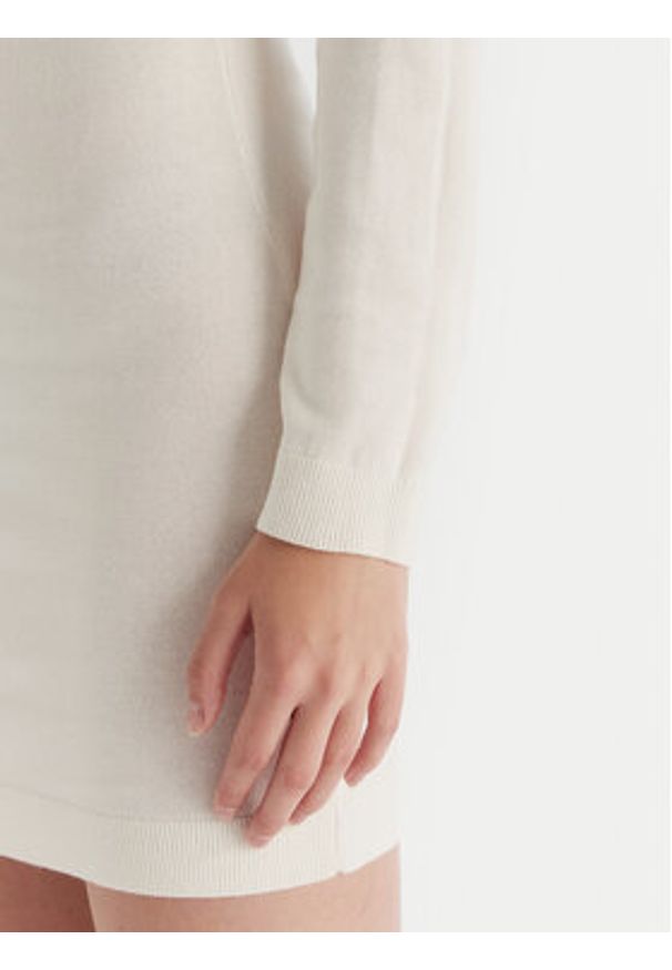 Tommy Jeans Sukienka dzianinowa Ess DW0DW21958 Écru Slim Fit. Materiał: bawełna