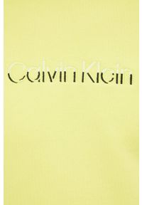 Calvin Klein bluza męska kolor żółty z kapturem gładka. Typ kołnierza: kaptur. Kolor: żółty. Wzór: gładki