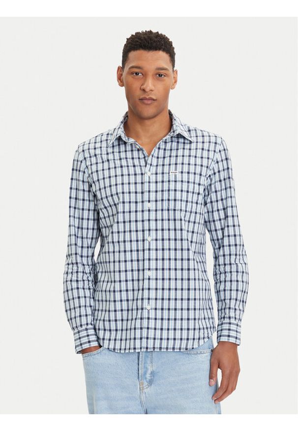 Wrangler Koszula 1 Pkt 112371552 Niebieski Regular Fit. Kolor: niebieski. Materiał: bawełna