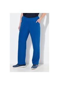 ULLA POPKEN - Damskie Spodnie dresowe prosty krój gumka w pasie. Kolekcja: plus size. Kolor: niebieski. Materiał: bawełna, materiał. Długość: długie #1