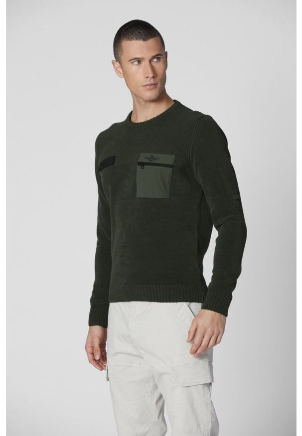 Aeronautica Militare - AERONAUTICA MILITARE Zielony sweter męski, Rozmiar XXL. Kolor: zielony