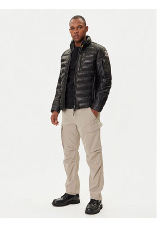 Parajumpers Kurtka skórzana Ernie 25WMPMJKLE02 Czarny Slim Fit. Kolor: czarny. Materiał: skóra