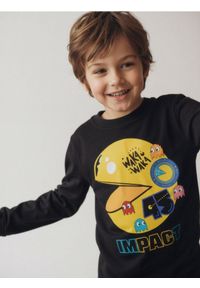 Sinsay - Bawełniana koszulka z nadrukiem Pacman - czarny. Kolor: czarny. Materiał: bawełna. Wzór: nadruk #1