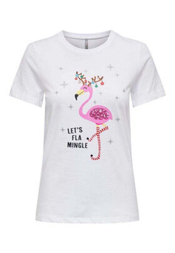 only - ONLY T-Shirt 15306571 Biały Regular Fit. Kolor: biały. Materiał: bawełna