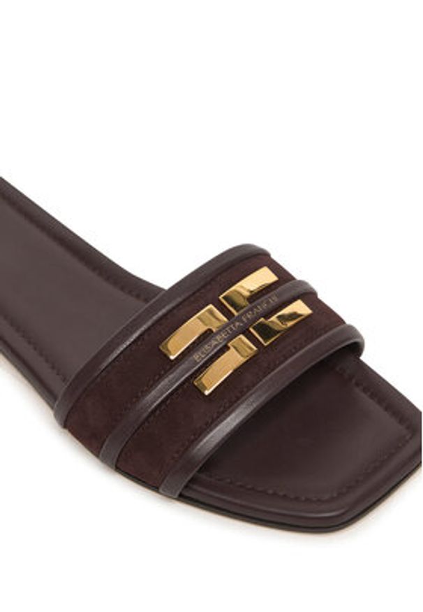 Elisabetta Franchi Klapki SA72L61E2 Brązowy. Kolor: brązowy. Materiał: zamsz, skóra