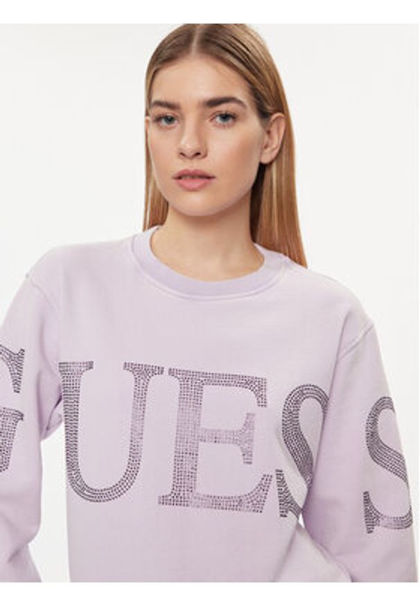 Guess Bluza Vintage Logo W4GQ10 KC8I0 Fioletowy Relaxed Fit. Kolor: fioletowy. Materiał: bawełna. Styl: vintage