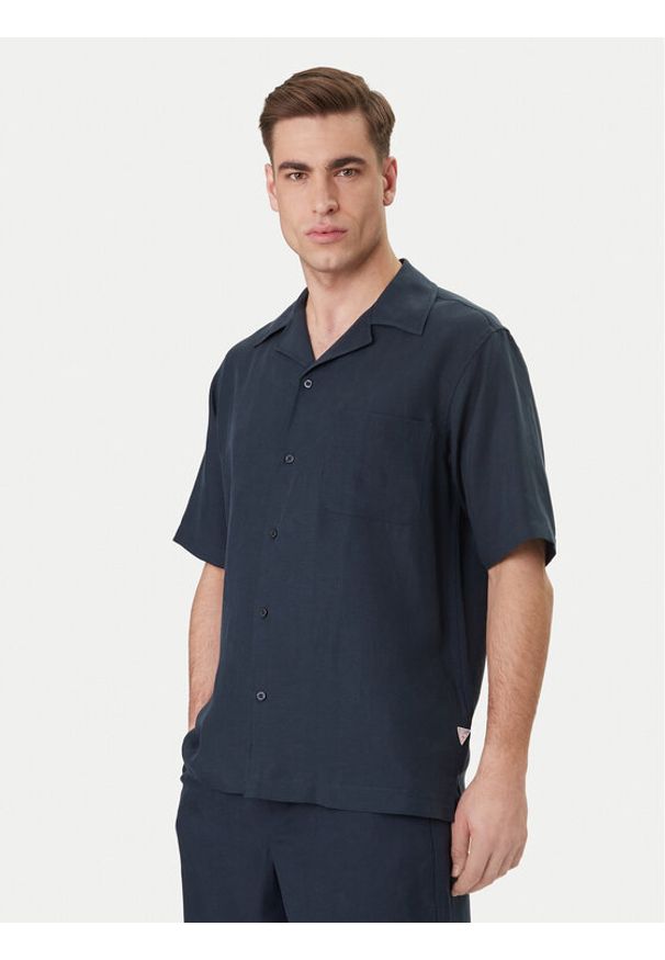 Guess Koszula F6GH01 WN202 Granatowy Regular Fit. Kolor: niebieski. Materiał: syntetyk