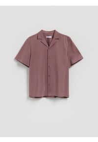 Reserved - Koszula boxy z lyocellem - fioletowy. Kolor: fioletowy. Materiał: dzianina #1