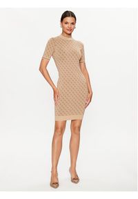 Guess Sukienka dzianinowa W3YK39 Z37K0 Beżowy Slim Fit. Kolor: beżowy. Materiał: wiskoza #5