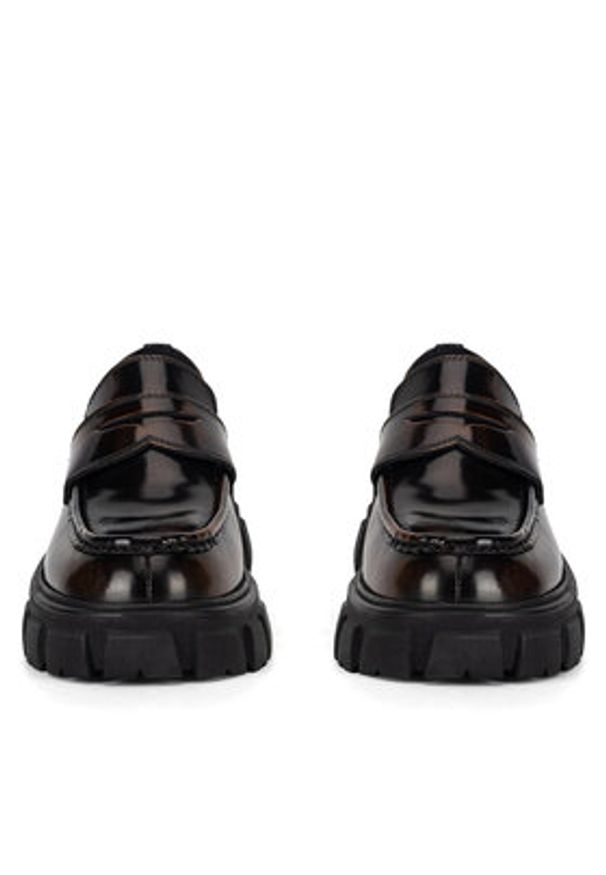 Badura Loafersy ELANA-01WI-002 Brązowy. Kolor: brązowy. Materiał: lakier, skóra