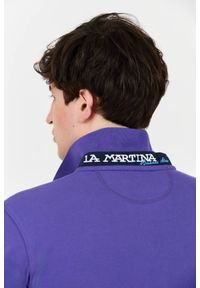 La Martina - LA MARTINA Fioletowe męskie polo z małym logo, Rozmiar XXL. Typ kołnierza: polo. Kolor: fioletowy #3